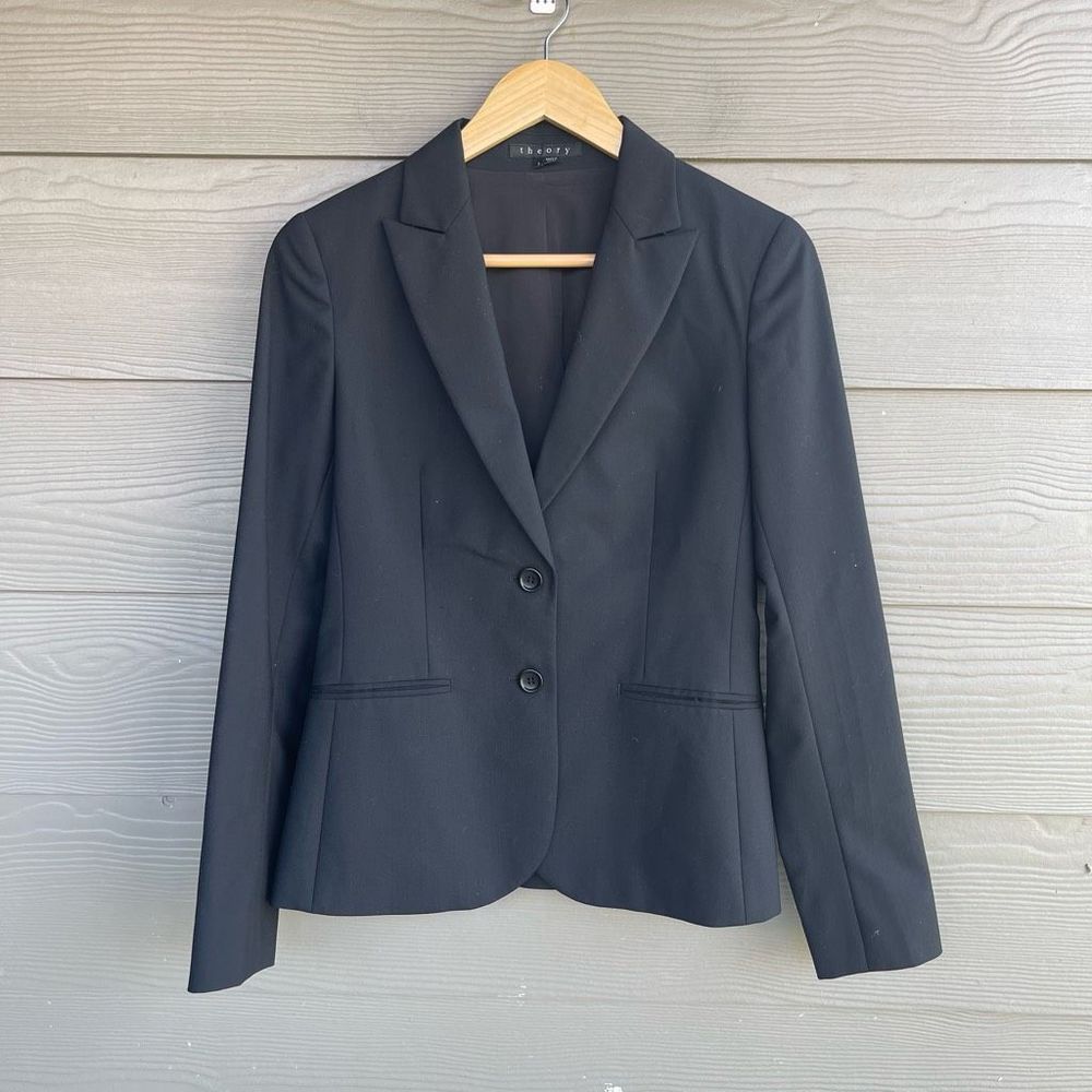 Theory wool blend  double button fitted black blazer